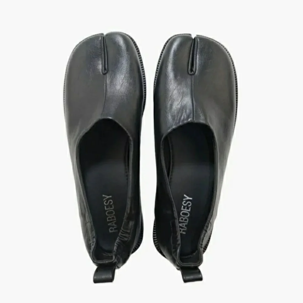Black Leather Women's Flats - Picture 3 of 3